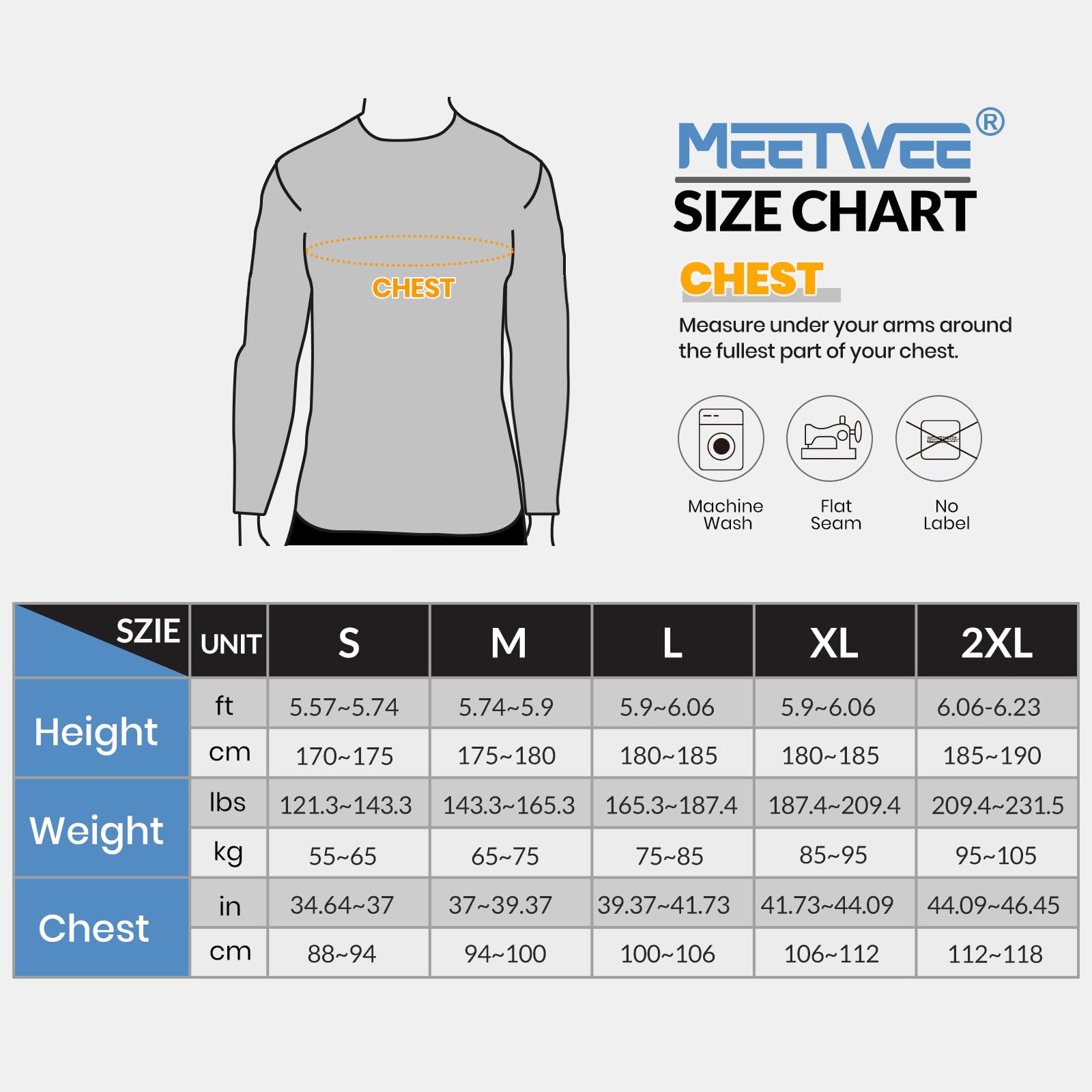 MEETWEE Herren Langarm Rash Guard UPF 50+ UV Tshirt Top Schwimmen Männer Surfen Schnelltrocknend Atmungsaktiv 6