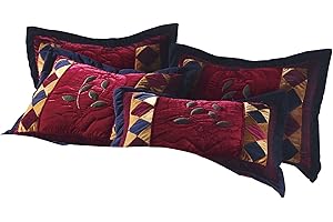 Montgomery Ward Velvet Dreams Pillow Sham - Hand-Applied Velvet and Fleece Appliqués, Satin Accents, Burgundy/Navy/Gold/Plum/Sage, Standard Size, Polyester
