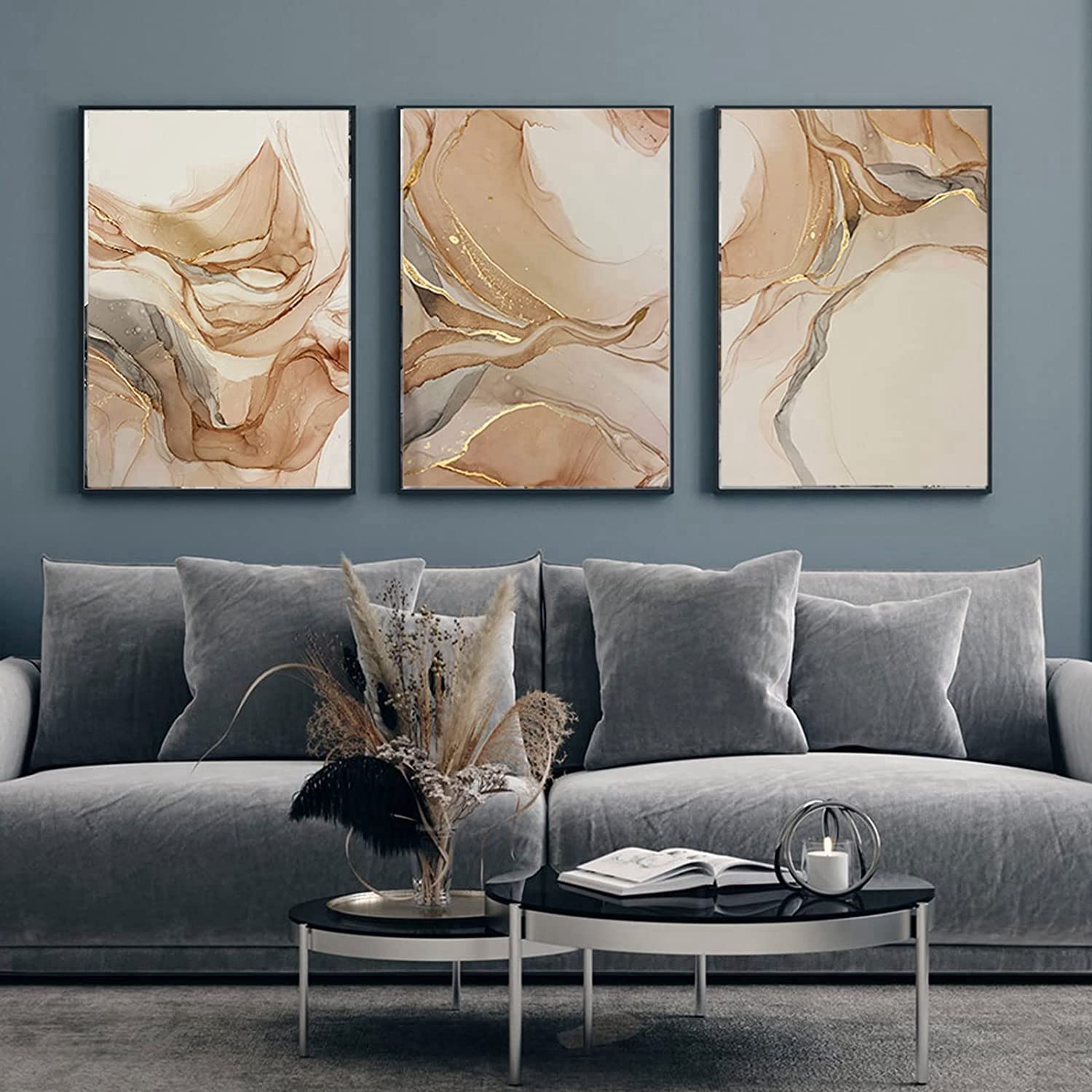 MKHFUW Modern Abstract Wall Painting Art Decoration, Islamic Picture Arabic Calligraphy Decoration Ink Painting Poster, Frameless (Wall Picture-5.40x60cm*3)