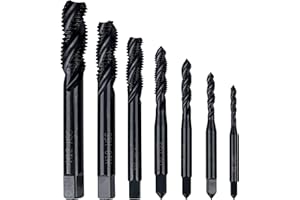 Yakamoz 7 Pcs Nitriding Coated Spiral Flute Tap Set Metric Thread Taps M3 M4 M5 M6 M8 M10 M12 Machine Screw Tap and Drill Tapping Threading Tool