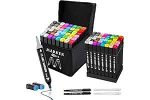 Banral 48 Colors Alcohol Markers Set, Dual Tip Alcohol Based Markers, Art Markers Pens for Artists Kids Adult Coloring, Permanent Illustration Sketch Markers for Drawing with Case and Holders