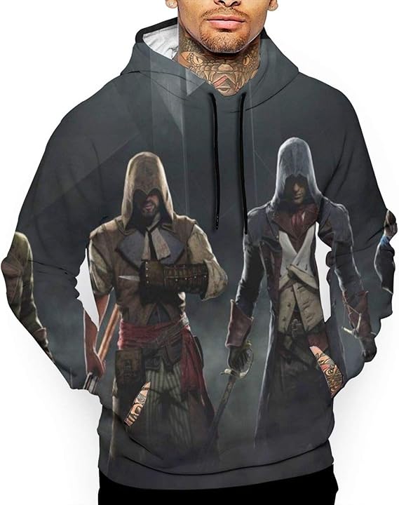 Amazon Co Jp アサシンクリード 6 クラシカルカンガルー式ポケットパーカー メンズ プルオーバー スウェットシャツ フード付きトップスサイズは日本の標準サイズに合わせて設計されておりパーカーマイクロボム丈夫な カジュアル スポーツ両面プリント ファッション