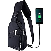 Sling Bag for Men Women Shoulder Backpack Chest Bags Crossbody Daypack with USB Cable for Hiking Camping Outdoor Trip