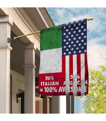 ICONDENIM American Half Italian Flag Italian American Friendship Italy U.S.A Proud Patriotic House Flag (29.5
