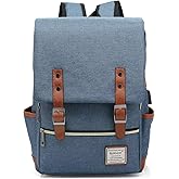 UGRACE Vintage Laptop Backpack with USB Charging Port, Elegant Water Resistant Travelling Backpack Casual Daypacks College Shoulder Bag for Men Women, Fits up to 15.6Inch Laptop in Blue