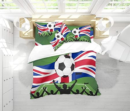 Dezee English Football British Flag Flags Football Duvet Cover Sheet And Pillowcases Choose 4 Pcs For Single Double King Bed Made Of Ultra Soft Microfiber 02 Double 4 Pcs 200 200cm Amazon Co Uk Kitchen Home