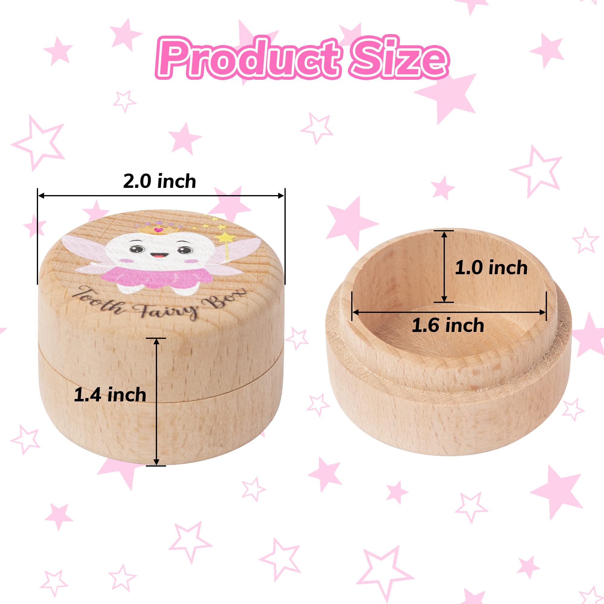 Colorful Tooth Fairy Box for Girl Wooden Tooth Fairy Keepsake Box to Place Under Pillow Cute Lost Milk Dentition Holder Baby Toddler Memory Case for Baby Shower Birthday Gift
