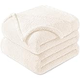 Exclusivo Mezcla Twin Size Blanket for Bed, Super Soft Velvet Plush Fleece Blankets, Fuzzy Cozy and Warm for Winter, 60x80 Inches, Ivory