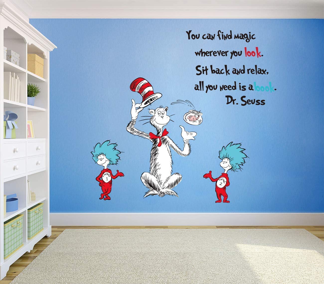 Runtoo Dr Seuss Quotes Saying Wall Decals Kids Educational Wall Stickers Children Reading Room Baby Nursery Wall Décor