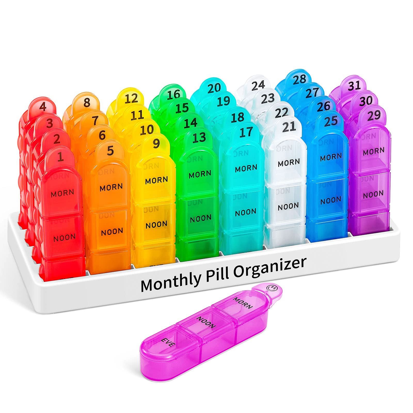 Photo 1 of Daviky Monthly Pill Organizer 3 Times a Day, 30 Day Pill Organizer with Small Pill Box, One Month Medicine Organizer, 31 Day Pill Case Pill Container to Hold Vitamin, Supplement and Medication