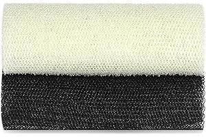 African Exfoliating Net,JASSINS African Sponge Net,Body Exfoliating Long Net Shower Body Scrubber Back Scrubber Skin Smoother (Black + Beige)