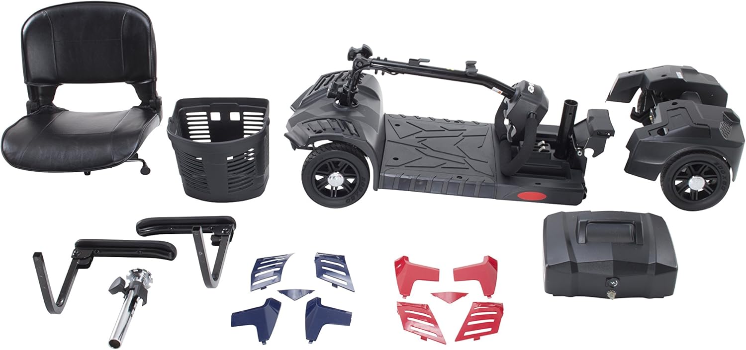 Drive Medical Spitfire Scout 4 Compact Travel Scooter, 4-Wheel, Red/Blue: Kitchen & Dining