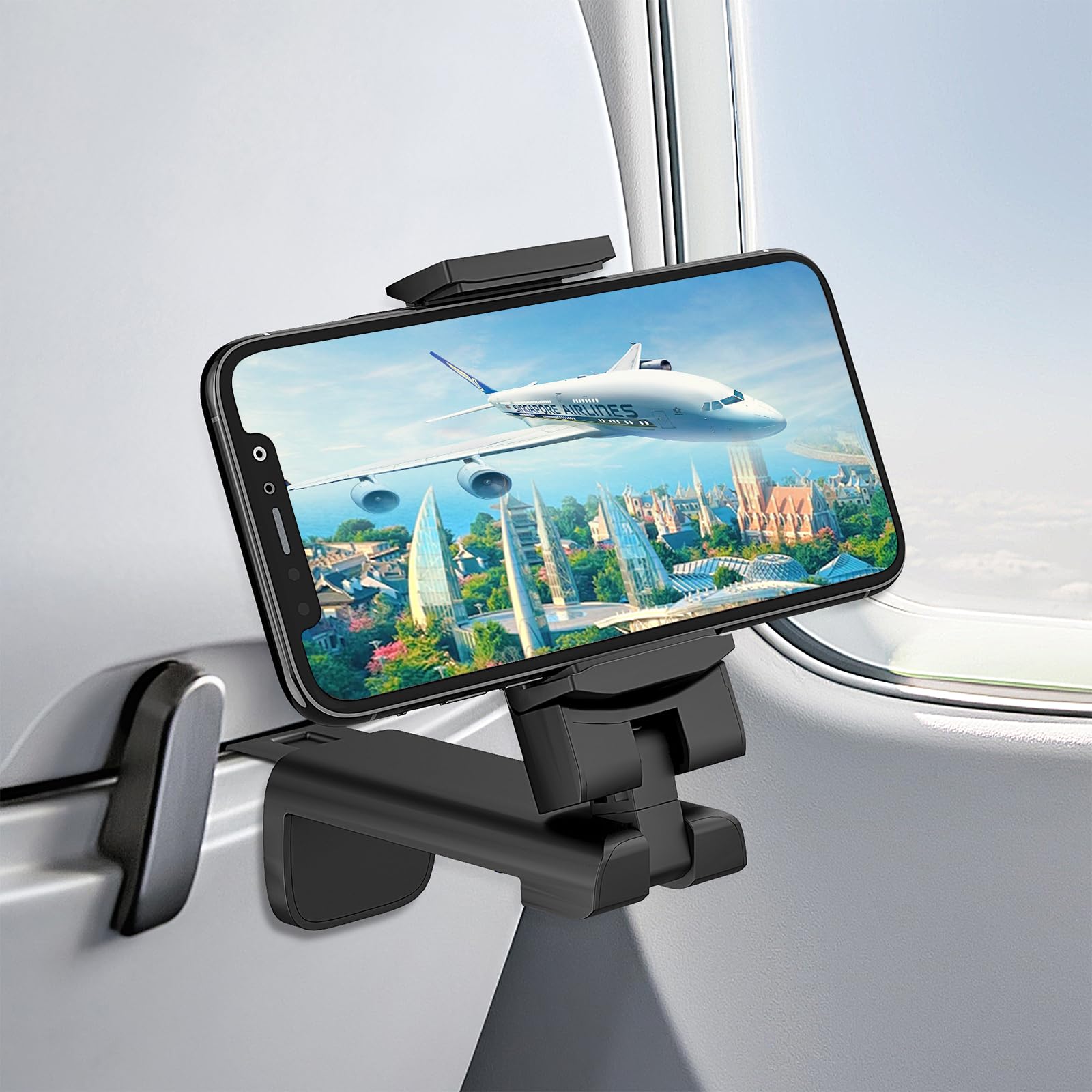 URTRY Airplane Phone Holder Mount: Universal in Flight Travel Essentials Phone Mount with 360° Degree Rotation, Handsfree Airplane Phone Holder, Trip Must Haves Phone Clip Stand for Flying, Desk