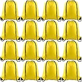 KUUQA 12 Pcs Drawstring Backpack Bags Bulk Yellow Drawstring Bag Foldable Gym Bag Sports Cinch Sack String Backpack Storage Bags for Women Men Shopping Gym Travel Sports