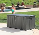 LIFETIME Storage Box Desert Sand Grey 151x72x69 cm Wood Grain Textured view 2