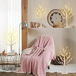Vanthylit 4 Pcs Lighted Birch Tree Battery Powered