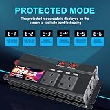 LVYUAN Power Inverter 1200/2400W DC 12V to 240V AC with 3 UK Sockets 4 USB Dual view 3