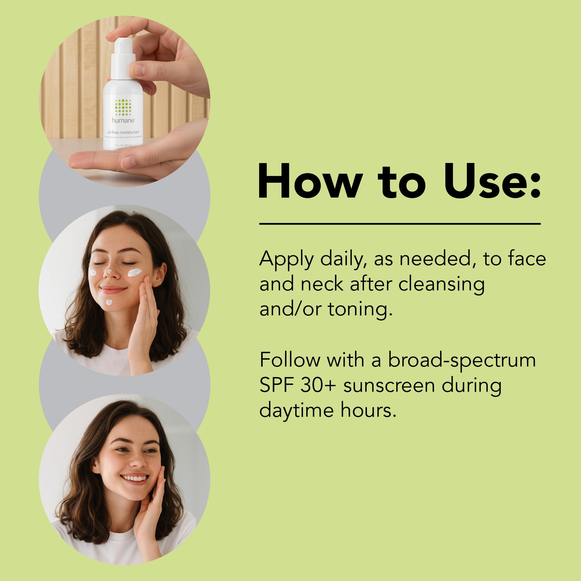 humane Oil-Free Daily Lightweight Face Moisturizer for Acne-Prone Skin - 4 Fl Oz - Gentle for All Skin Types - With Soothing Antioxidants Like Aloe Vera, Hyaluronic Acid, Cucumber and Grapeseed