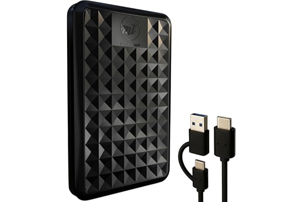 ModusTech Facet 500GB External Hard Drive Portable USB-C/USB 3.1 Plug & Play Ultra- Slim HDD Hard Drive for Backup, Gaming, PC, Mac, Laptop, PS4, Xbox, Smart TV (Black)
