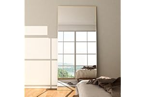 NEUWEABY Full Length Mirror 65"x24" Floor Mirror Large Gold Mirror Body Rectangle Mirror for Bedroom Living Room Aluminum Alloy Frame Standing Hanging or Leaning Against Wall