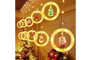 Christmas Window Lights 10FT 180 LED Christmas Hanging Pendant Decoration Light with Timer,8 Modes Christmas String Lights wi