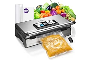 Vacuum Sealer Machine, 98KPa Full Automatic Commercial Food Sealer V40 for Dry/Moist/Liquid Food, Double Heat Seal, Easy-lock