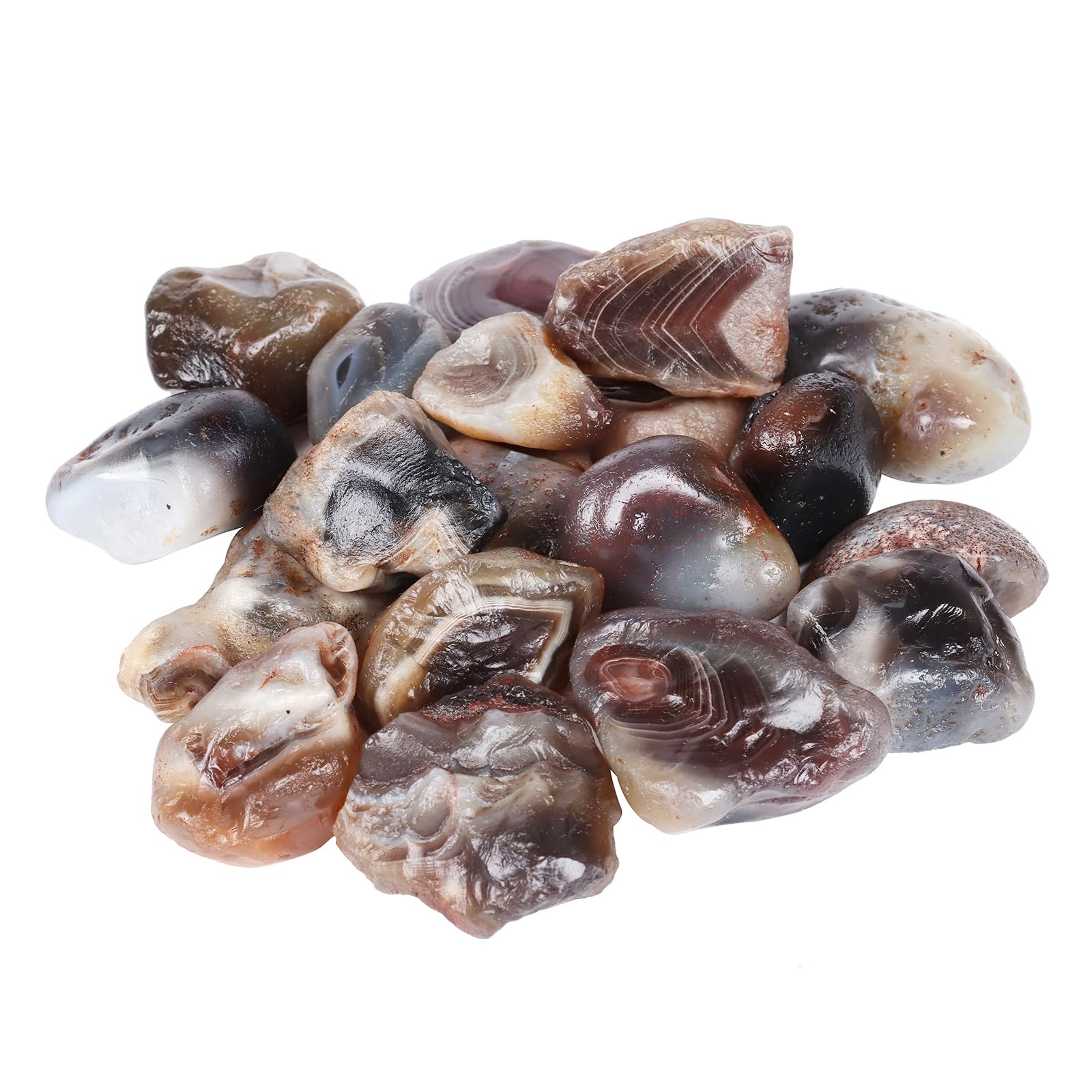 mookaitedecor 460 g Striped Agate Raw Stones Gemstones Natural Crystals Stones for Aquarium Decoration Wicca & Reiki Healing Stones