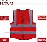 Vasego Class 2 Reflective Safety Vest Men Women Hi Vis Utility Pockets Black M view 2
