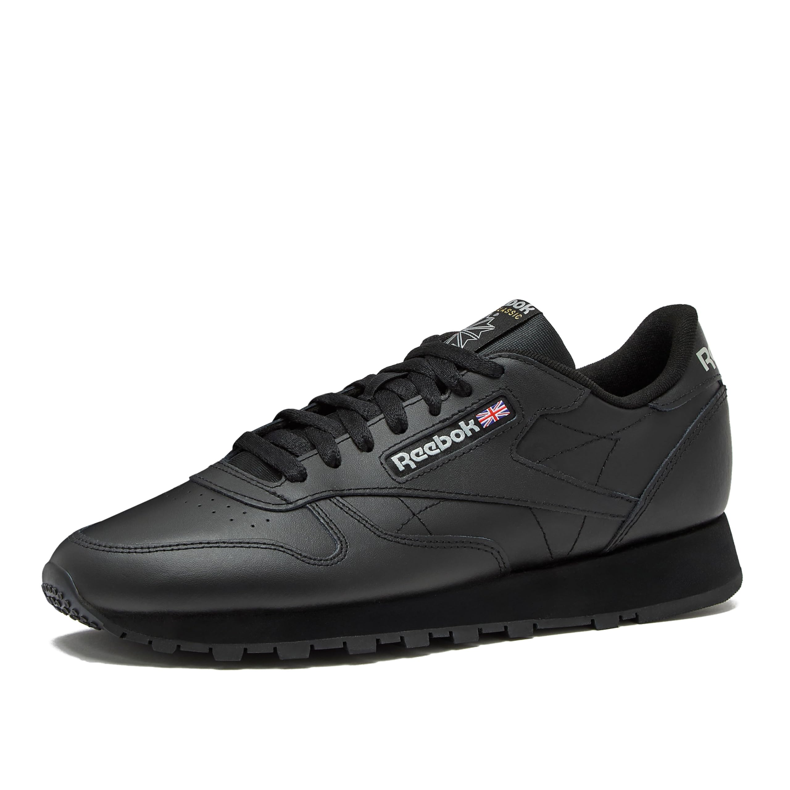 Reebok Classic Leather Sneakers for Men - Black or White Tennis Mens Shoes, Core Black/Core Black/Pure Grey5, 6.5 Image