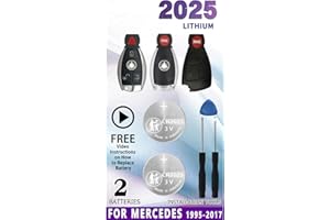 IYUKETROR Key Fob Replacement Batteries for Mercedes-Benz 2 Packs CR2025 C-Class E-Class ML S-Class Sprinter GLC GL CLA CLK GLE GLA SLK SL CLS GLS R C300 E350 ML350 C280 Smart Remote Key Batteries