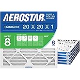 Aerostar Air Filter 20x20x1 MERV 8 AC Filter, HVAC, Furnace Filter, 6 Pack | ACTUAL SIZE (19.75 x 19.75 x 0.75) AC Filter, HVAC, Furnace Filter Captures Dust, Lint &amp; Pollen MERV 8 (MPR 600)