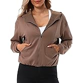 Turnhier Womens Zip Up Hoodies Long Sleeve Cropped Sweatshirts Jackets Casual Fall Outfits Winter Clothes with Pockets