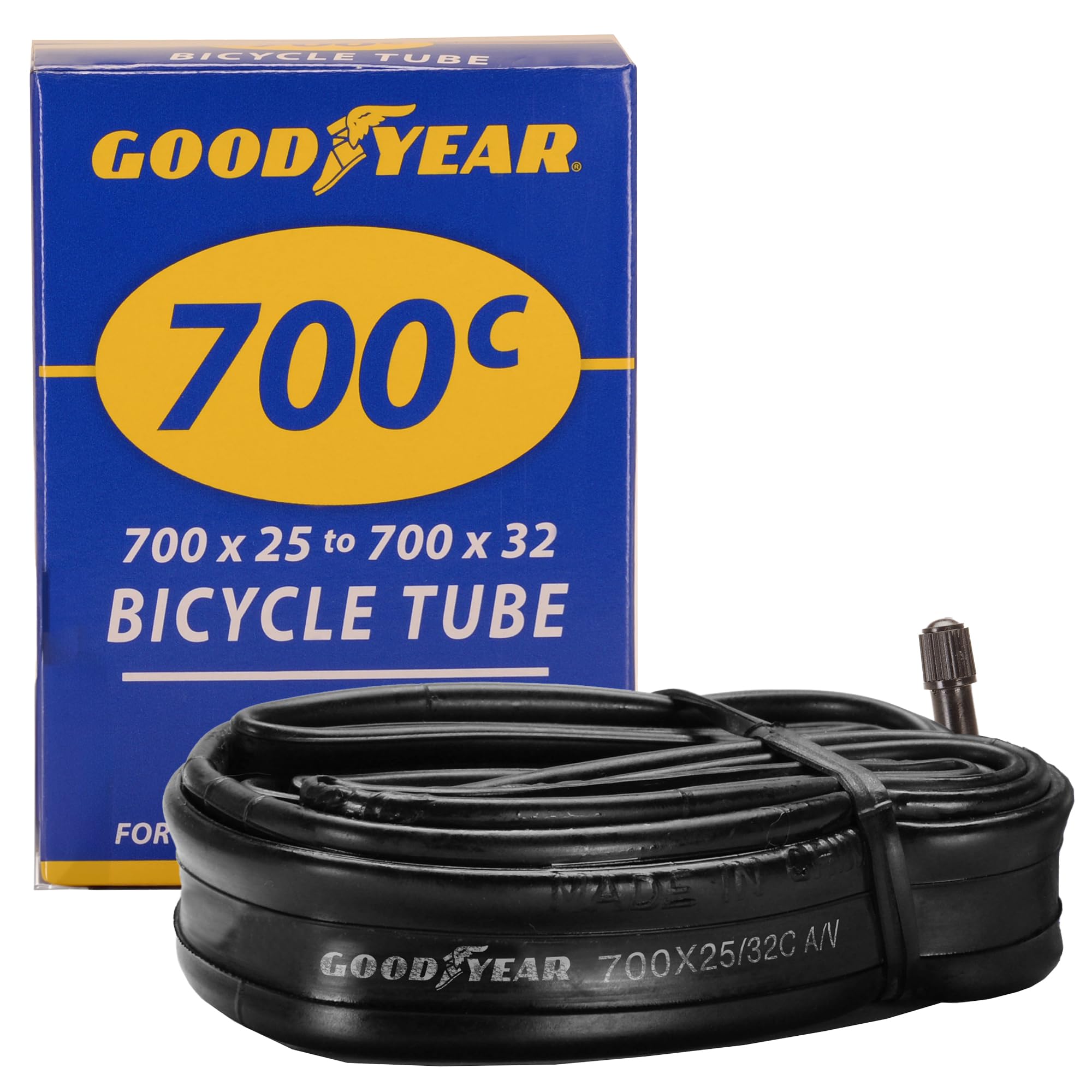 Goodyear Bicycle Tube, 25/32c - 25/32c Bike Tube with Butyl Rubber - Dependable Mountain Bike Tubes for Premium Cycling - ‎‎‎‎25/32c