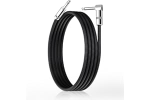 GOGHOST Short Guitar Cables 6.6FT, Amp Chord Electric Bass Amp Cord Braided, TS 1/4 Quarter Inch Straight to Right Angle Bass Instrument Cable Pro Audio (Black, 1Pack)