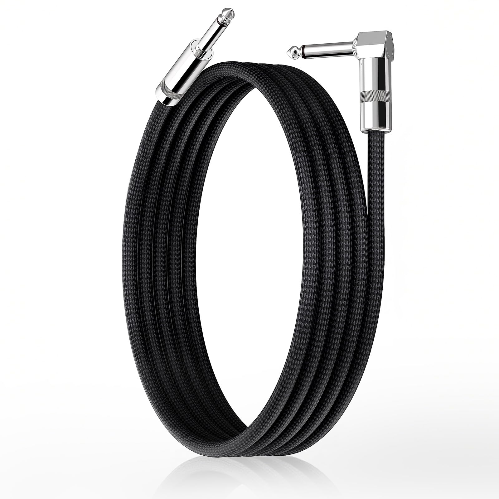 Photo 1 of GOGHOST Short Guitar Cables 6.6FT, Amp Chord Electric Bass Amp Cord Braided, TS 1/4 Quarter Inch Straight to Right Angle Bass Instrument Cable Pro Audio (Black, 1Pack)