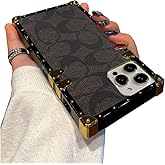 Compatible with iPhone 15 Pro Max Case,Luxury Classic Elegant Soft TPU & PU Leather Bumper Shockproof Protective Cover Cute Phone Case for iPhone 15 Pro Max 6.7 Inch for Women Men Brown