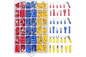 Qibaok 840PCS Electrical Wire Connectors, Insulated Wire Crimp Terminals, Mixed Butt Ring Fork Spade Bullet Quick Disconnect Assortment Kit