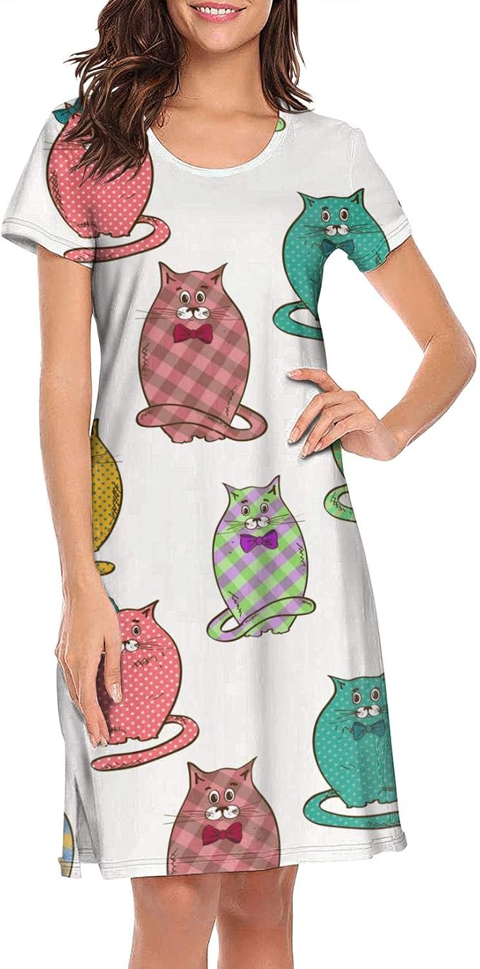 cat print nightgowns