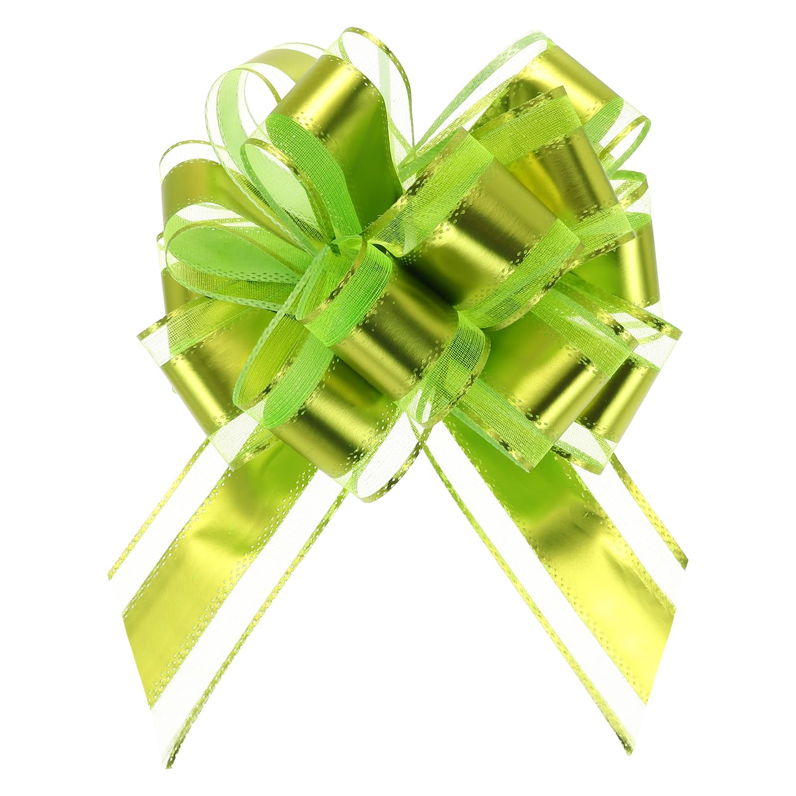 Uxcell 12pcs 8 Inch Extra Large Pull Bow Metallic Gift Wrapping Bows Ribbon Organza Light Green for Wedding Baskets Presents Christmas Party