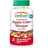 Jamieson Apple Cider Vinegar Gummies with Chromium, Helps Maintain Normal Blood Glucose Levels and Supports Metabolism. Veget