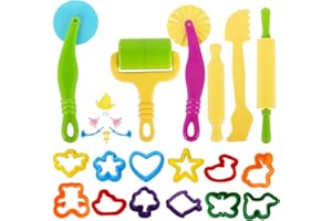 INXENS Dough Tools Set for Kids Ages 2-4, 25pc Creative Play Accessories with Molds and Cutters, Non-Toxic Modeling Clay Toys for Toddlers Sensory Activities