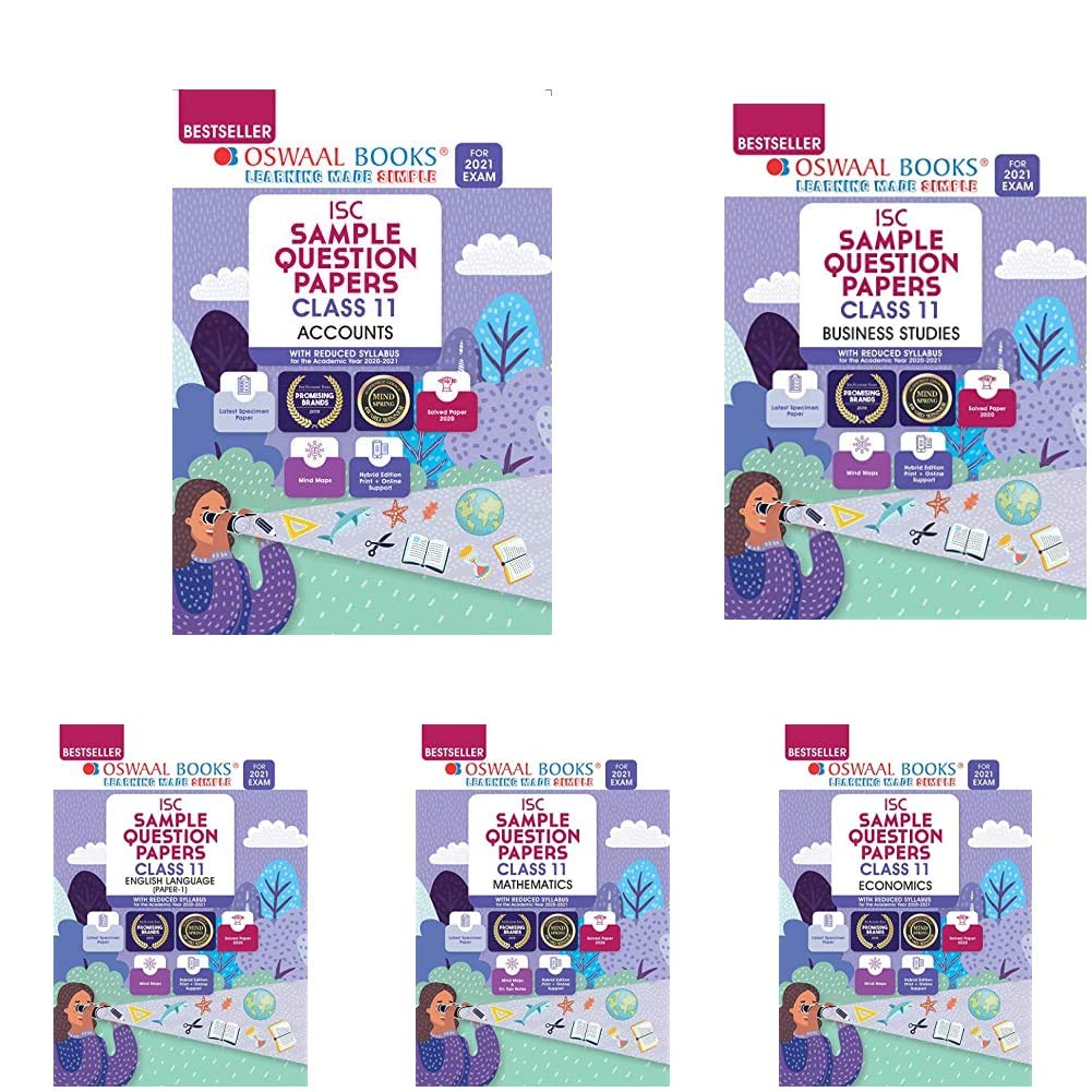 Oswaal ISC Sample Question Papers Class 11 (Set of 6 Books) Account, Economic, Business Study, Maths., English 1 & 2 (Reduced Syllabus for 2021)