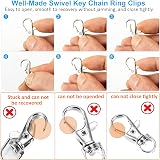YHYZ Keychain Clips Swivel Set 3 Sizes Lobster Claw Hooks with Rings Silver view 5