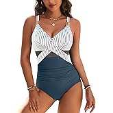 Blooming Jelly Womens One Piece Swimsuit Metal Modest Tummy Control Bathing Suit Slimming Full Coverage Mesh Swim Suits