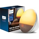 Philips SmartSleep Wake-up Light, Colored Sunrise and Sunset Simulation, 5 Natural Sounds, FM Radio &amp; Reading Lamp, Tap Snooze, HF3520/60