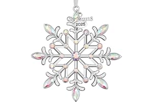 Christmas Snowflake Ornaments 2025 Decor for Christmas Tree Metal Hanging Rhinestones Glitter Crafts Snow Flake Decorations I