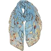 GERINLY Scarfs for Women Lightweight Cotton Feel Scarves Floral Birds Print | Voile Wraps for Fall Shawl Boho Scarf Travel