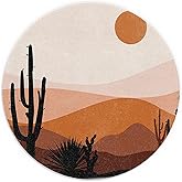 Qykwz Boho Western Cactus Mouse Pad, Abstract Boho Terracota Sun Desert Landscape Mousepad for Computers Laptop Home Office Dorm Desk Accessories, Western Office Supplies, 7.9x7.9 Inch