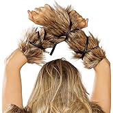 PURFUN Fuzzy Faux Fur Arm Warmers with Leather Band Adults Furry Night Club Cosplay Halloween Medieval Costume Arm Cover Wrap