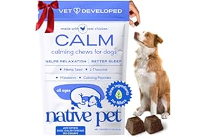 Native Pet Calming Chews for Dogs - Melatonin for Dogs Anxiety Relief - Grain Free All Natural Hemp Calming Treats & L-Theanine Helps Manage Stress & Separation Anxiety - Puppy Sleep Aid - 30 Chews